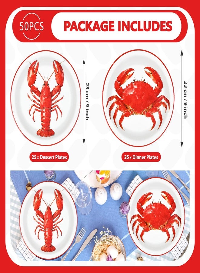 Greencian 50Pcs Crawfish Boil Round Paper Plates 9 Inch Heavy Duty Disposable Lobster Seafood Shrimp Boil Dessert Plate Crawfish Crab Platters for Summer Picnic Barbecue Baby Shower Birthday Party Decoration - Image 3